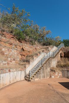 The stairs leading to and from the damwall of the Blyderivierspoort Dam