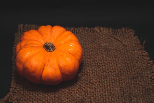 The Fresh Orange pumpkin on sack with space for put the text