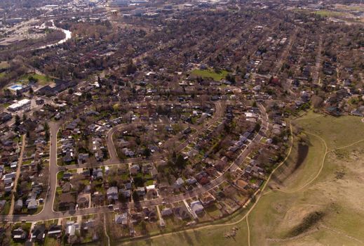 lots of houses in the community as shot from an aerial drone
