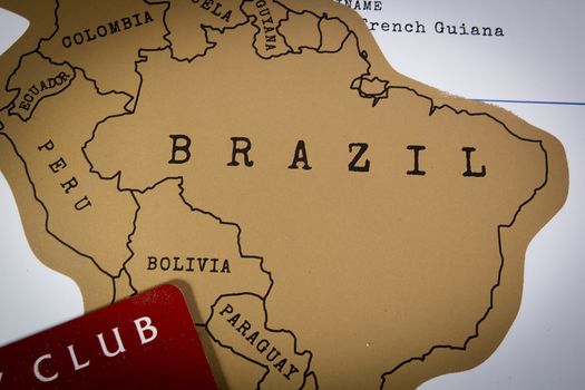 Club traveler card on a background map of South America