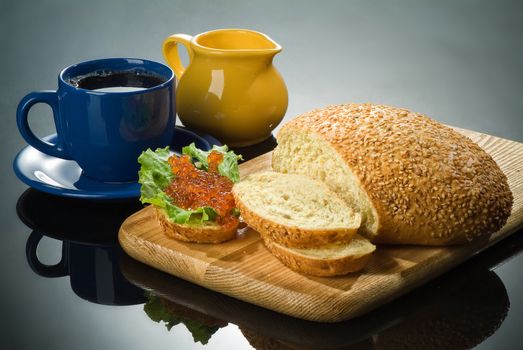 Different kinds of bread on a studio background