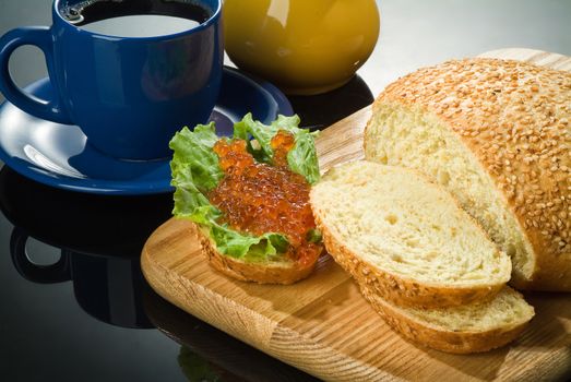 Different kinds of bread on a studio background
