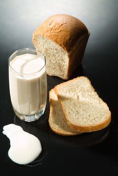 Different kinds of bread on a studio background
