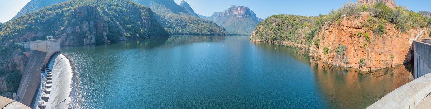 180 degree panoramic view of the Blyderivierspoort Dam and the Blyde River Canyon