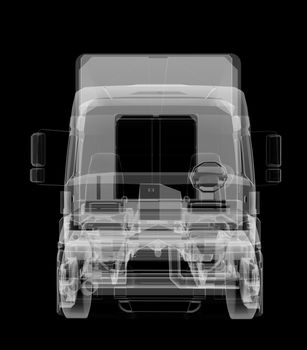 Truck x-ray on black background. 3D illustration