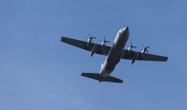 Ede,20-sep-2019:the hercules plane is approaching the heathland for dropping the paratroopers on the occasion of operation airborn, commemoration of market garden