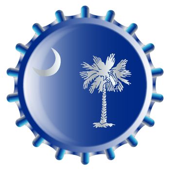 A typical metal glass bottle cap in South Carolina state flag colors isolated on a white background