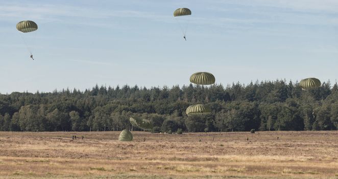 Ede,Holland,20-sept-2019:The airborne commemorations on Ginkel Heath with para drops with hundreds of parachutists dropped from hercules and dakota remebring the 75 year of operation market garden