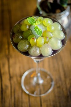 Grapes cocktail or lemonade in resturant.