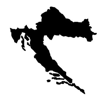 Silhouette map of the country Croatia over a white background