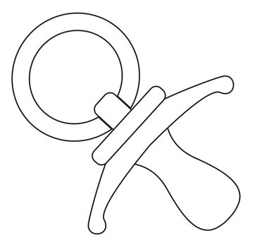 A cartoon babies pacifier dummy as isolated line drawing