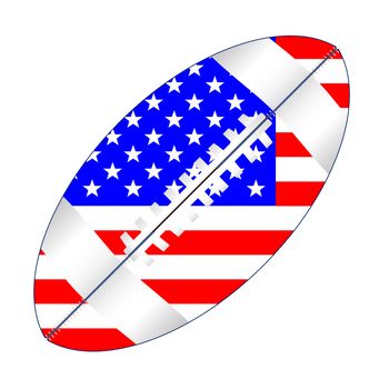 A typical american type foorball over a white background with Stars and Stripes