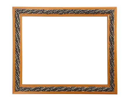 Old style wooden photo frame isolated over white background, clipping path.