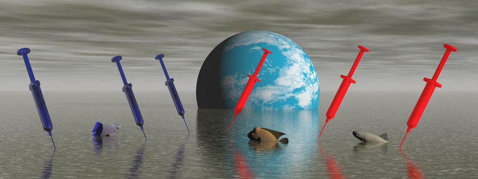 the destruction of the blue planet - 3d rendering