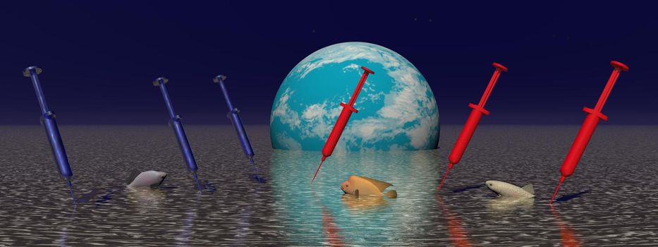 the destruction of the blue planet - 3d rendering