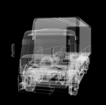 Truck x-ray on black background. 3D illustration