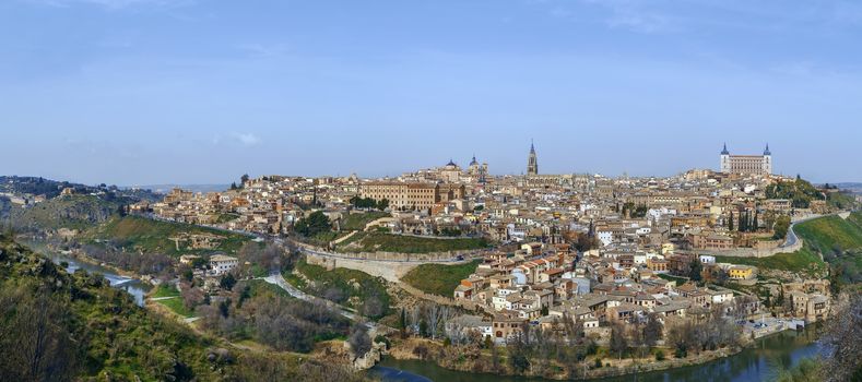 Panorama of Toledo from across the Tagus river, Spain 