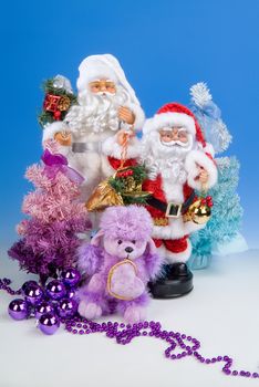 Still life with New Year accessories on a studio background
