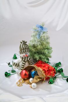 Still life with New Year accessories on a studio background