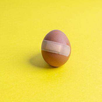 A wounded egg with a plaster