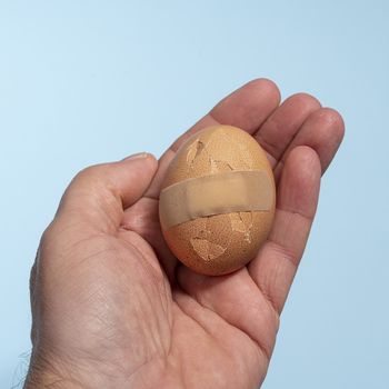 A wounded egg with a plaster