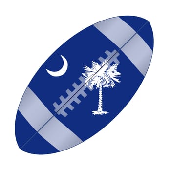 A typical american type foorball over a white background with the flag of South Carolina