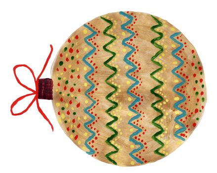 Hand drawn Christmas ball for festive season decoration. Isolated on white background illustration.