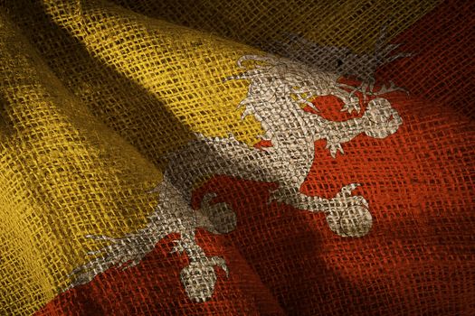 The state flag of coarse fabric Bhutan
