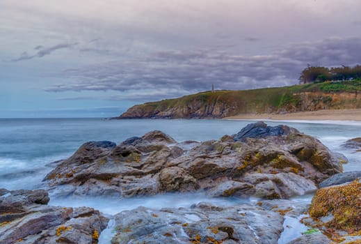 Romantic sea view on Britanny coast in summer vacation