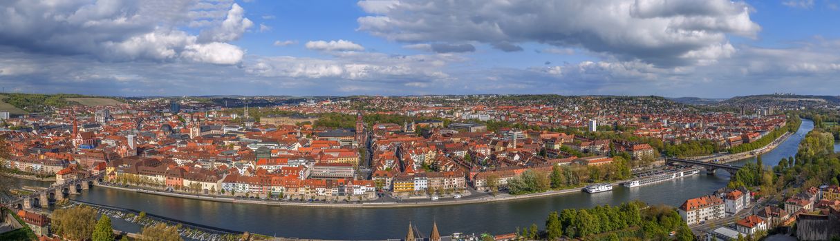 Panoramic view of  Wurzburg  from Marienberg Fortress, Germany