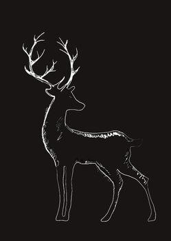 Poster of deer portrait on black background