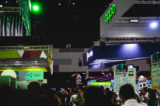 Bangkok, Thailand Oct 04, 2019 : Thailand Mobile Expo, Mobile phone Trade fair,a lot of people are here to buy smartphone during Oct 3-6, 2019 in Bangkok, Thailand.