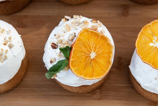 Easter, Easter cake with a complex composition, beautiful scenery, dried fruits.