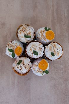 Easter, Easter cake with a complex composition, beautiful scenery, dried fruits.