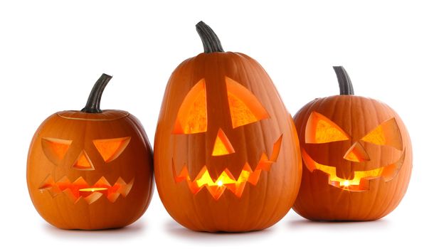 Three Halloween Pumpkins isolated on white background