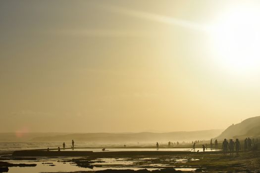 Tidal pool on the African south coast during summer vacation, Mossel Bay, South Africa