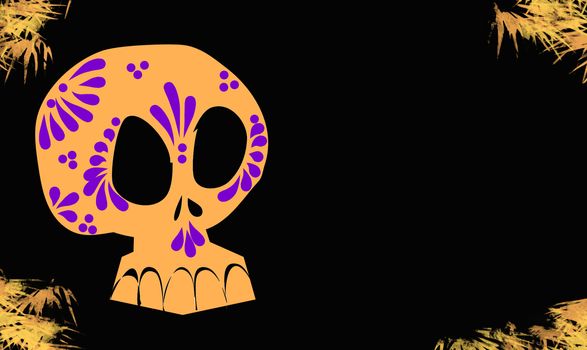 background in colors and patterns of halloween pumpkins and day of the dead in mexico