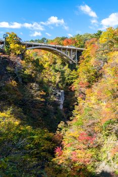 Naruko Gorge valley with rail tunnel in Miyagi Tohoku Japan