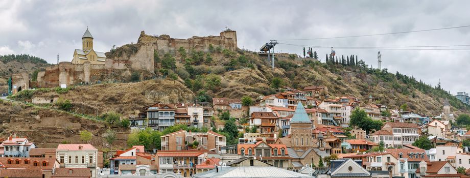 Panoramic view of Narikala fortress and Tbilisi old town, Georgia