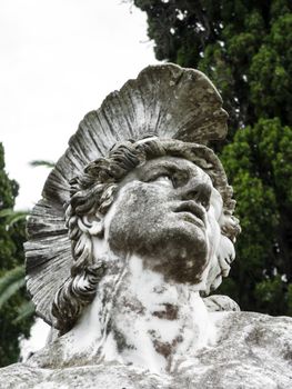 Achilleion palace, Corfu, Greece - August 24, 2018: Sculpture of the dying achilles in achilleion palace corfu