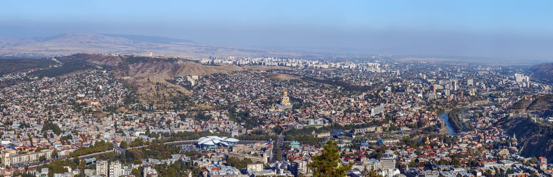 Panoramic view of Tbilisi from  Mtatsminda mountain, Georgia