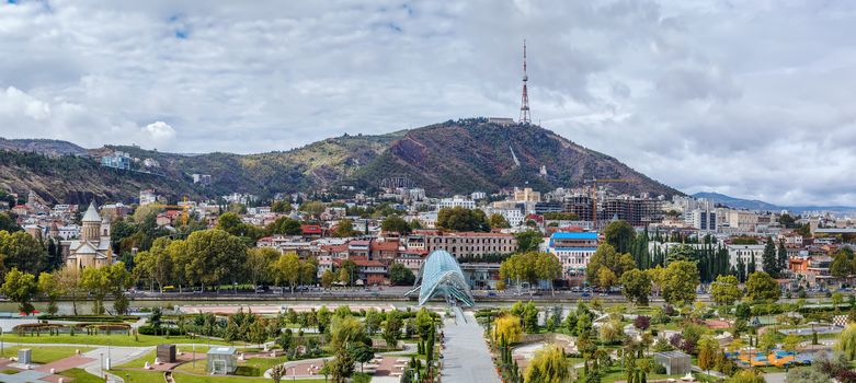 Panoramic view of Rike Park and Tbilisi city center, Georgia