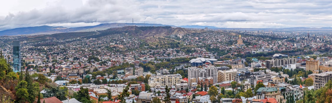 Panoramic view of Tbilisi from  Mtatsminda Pantheon, Georgia