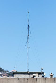 Large antenna on roof, concept of communucation, Africa