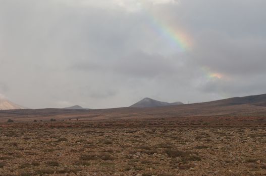 Rainbow. La Oliva. Fuerteventura. Canary Islands. Spain.