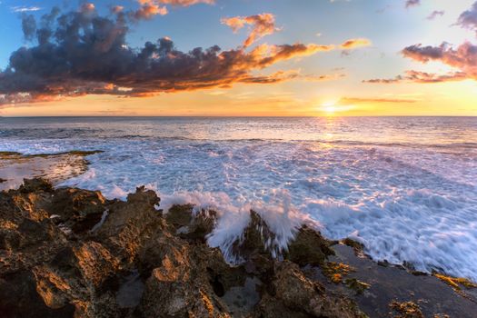 Sunset from Ko Olina beach park, Oahu, Hawaii, USA