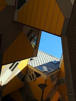 A view on the yellow cube houses