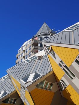 A view on the yellow cube houses