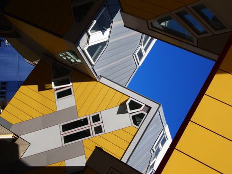 A view on the yellow cube houses