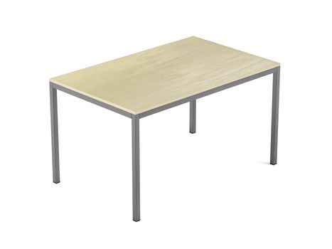 Dining table made from wood and metal on white background